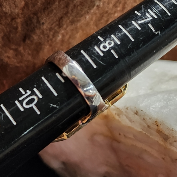 Solid Sterling Silver 925/18k Gold Massive Ring Raw Diamond/Tiger Eye Stone - Picture 8 of 12